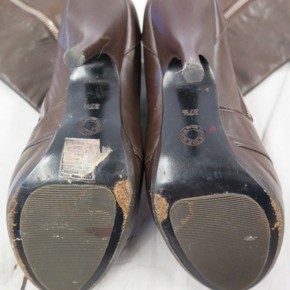 Dries Van Noten Knee-High Boots Dark Brown Leather - Picture 7 of 7